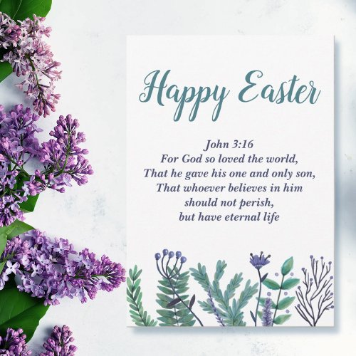 Beautiful Happy Easter John 316 Religious Floral Holiday Card