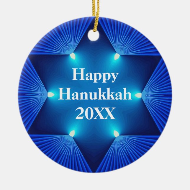 Beautiful Happy Hanukkah 20XX Ornament (Front)