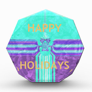 Beautiful Happy Holidays Blue Cyan vector design Acrylic Award