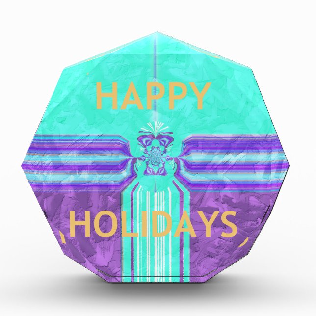 Beautiful Happy Holidays Blue Cyan  vector design Acrylic Award (Front)