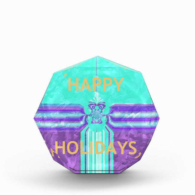 Beautiful Happy Holidays Blue Cyan  vector design Award (Front)
