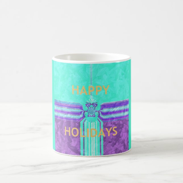 Beautiful Happy Holidays Blue Cyan  vector design Coffee Mug (Center)