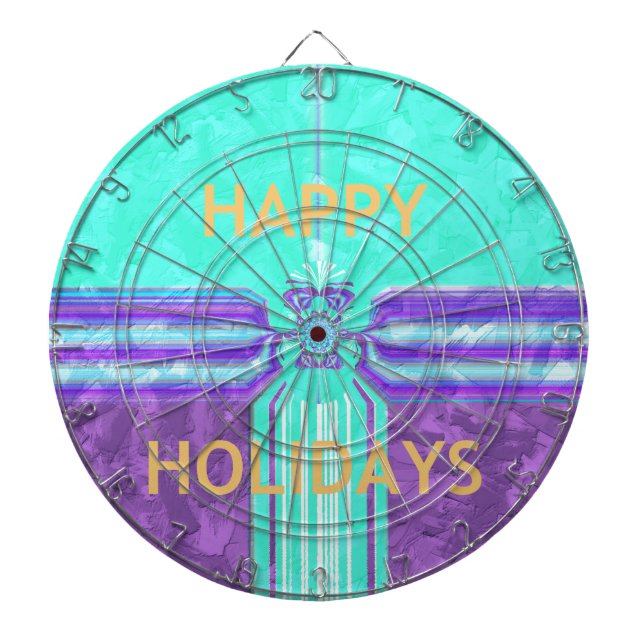 Beautiful Happy Holidays Blue Cyan  vector design Dart Board (Front)