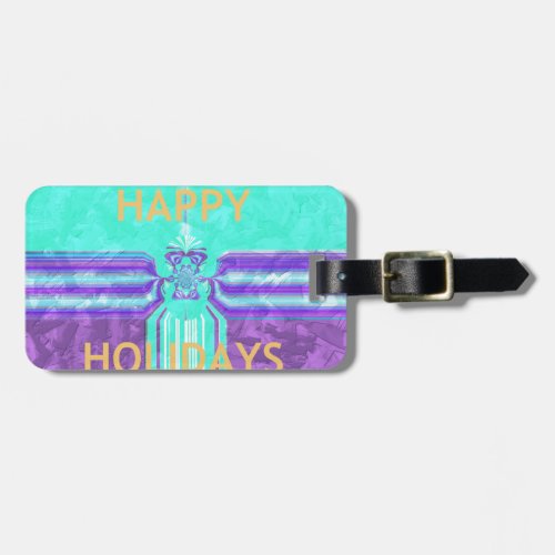 Beautiful Happy Holidays Blue Cyan  vector design Luggage Tag