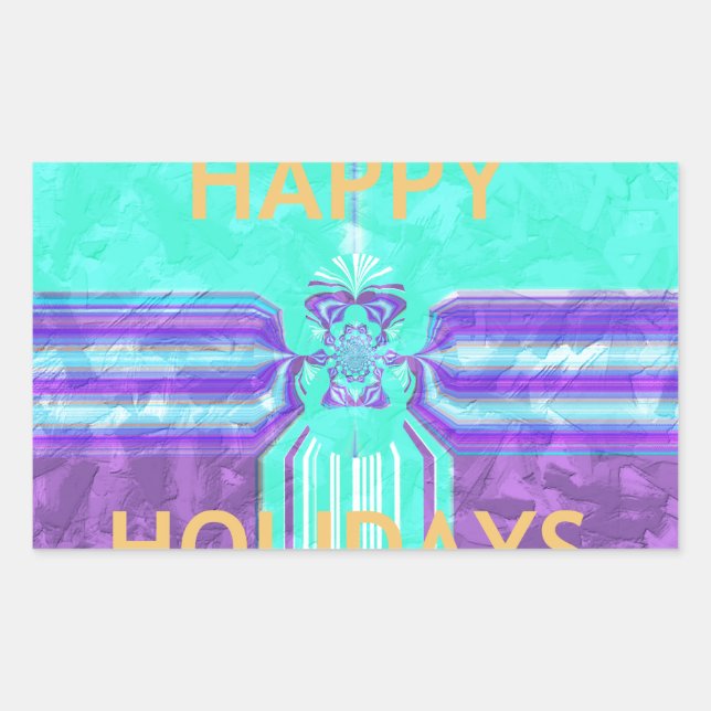 Beautiful Happy Holidays Blue Cyan  vector design Rectangular Sticker (Front)