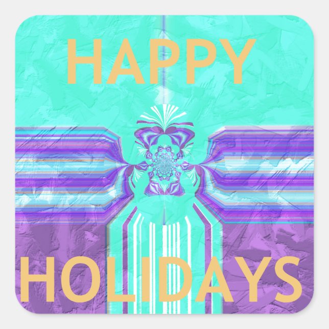 Beautiful Happy Holidays Blue Cyan  vector design Square Sticker (Front)