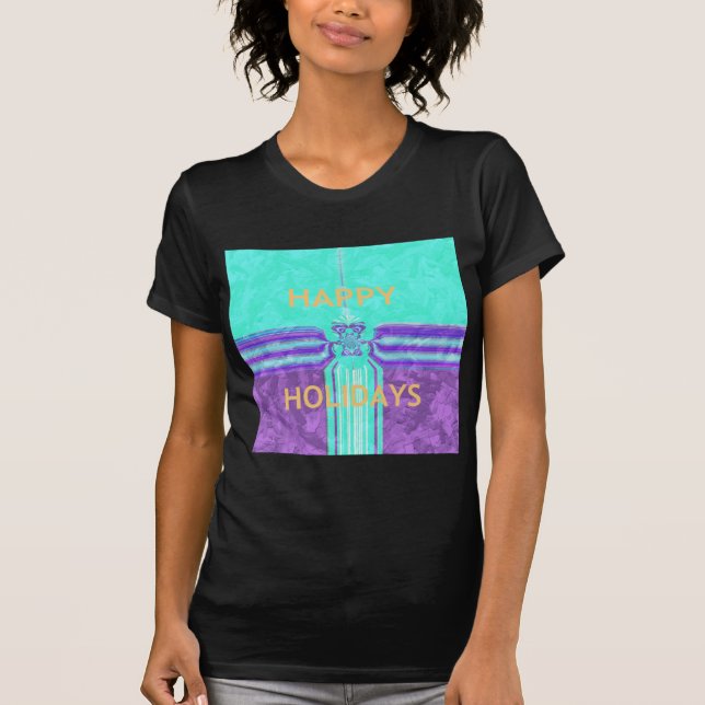 Beautiful Happy Holidays Blue Cyan  vector design T-Shirt (Front)