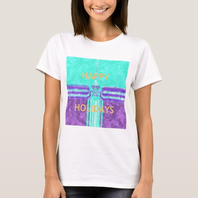 Beautiful Happy Holidays Blue Cyan  vector design T-Shirt (Front)