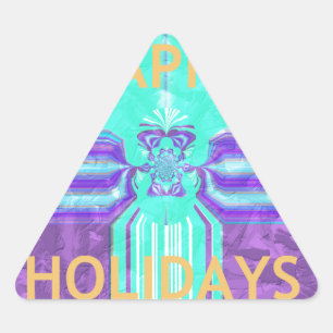 Beautiful Happy Holidays Blue Cyan  vector design Triangle Sticker