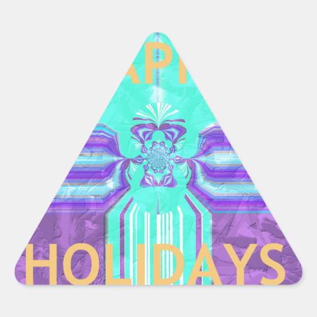 Beautiful Happy Holidays Blue Cyan  vector design Triangle Sticker (Front)