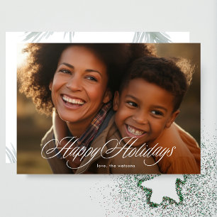 Beautiful Happy Holidays Calligraphy Photo Card