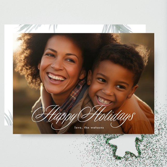 Beautiful Happy Holidays Calligraphy Photo Card (Creator Uploaded)