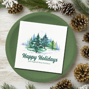 Beautiful Happy Holidays Custom Christmas Party Napkins