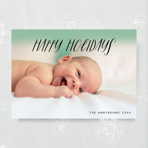 Beautiful Happy Holidays White Holiday Photo Card
