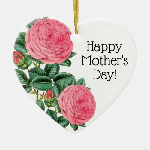 Beautiful Happy Mothers Day Pink Roses Ceramic Ornament