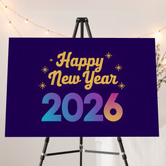 Beautiful Happy New Year 2026 Banner Foam Board