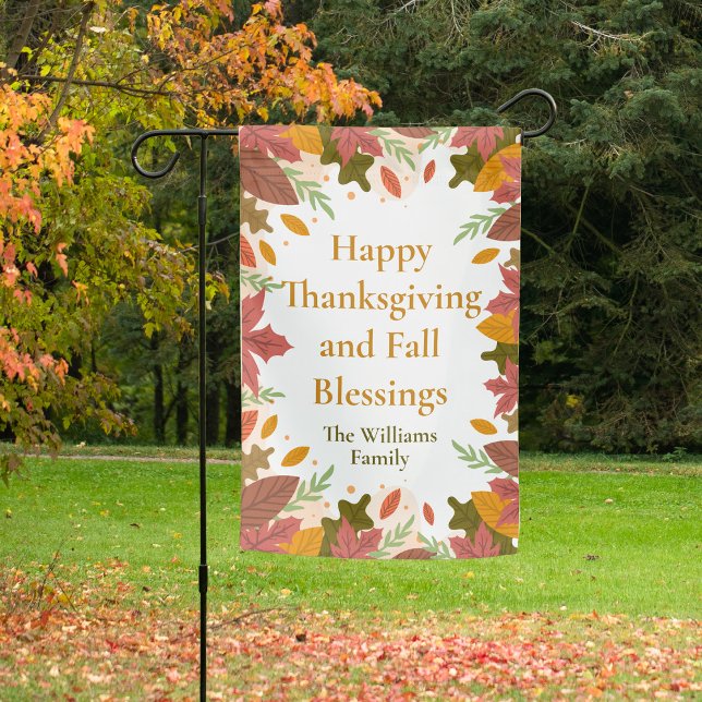 Beautiful Happy Thanksgiving Autumn Leaves Custom Garden Flag (Creator Uploaded)