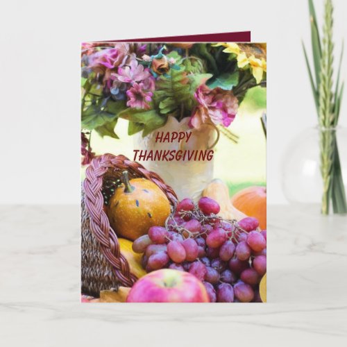 Beautiful Happy Thanksgiving Cornucopia Holiday Card