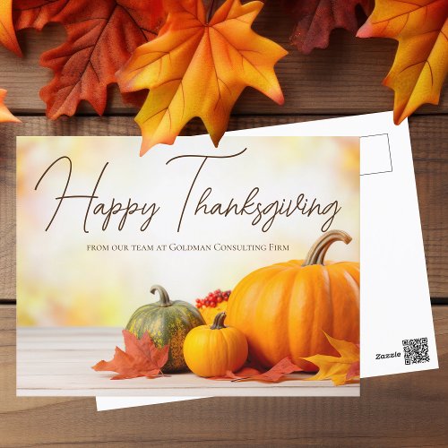 Beautiful Happy Thanksgiving Customizable Business Postcard
