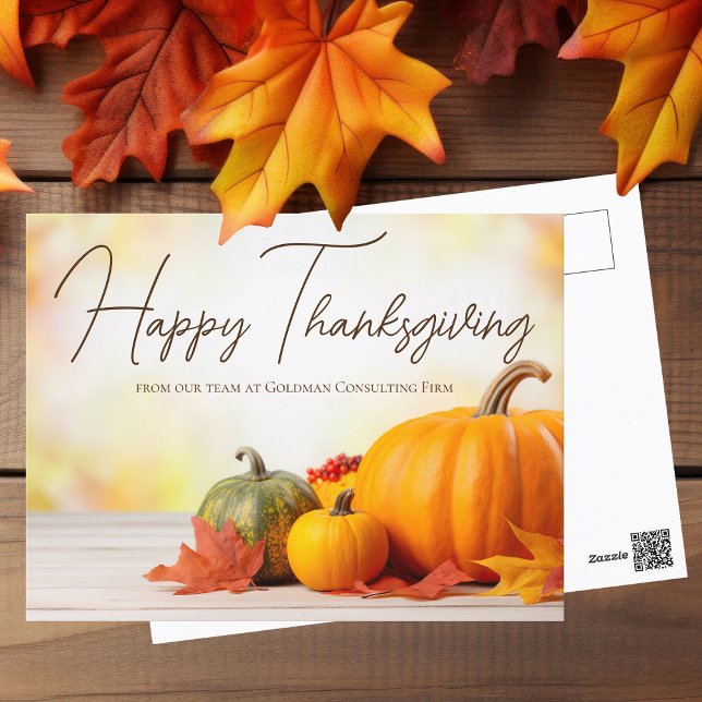 Beautiful Happy Thanksgiving Customizable Business Postcard (Creator Uploaded)