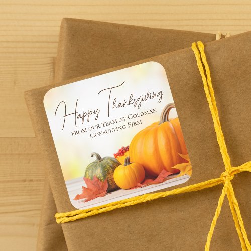 Beautiful Happy Thanksgiving Customizable Business Square Sticker