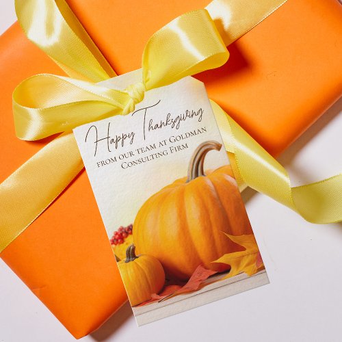 Beautiful Happy Thanksgiving Customizable Pumpkin Gift Tags