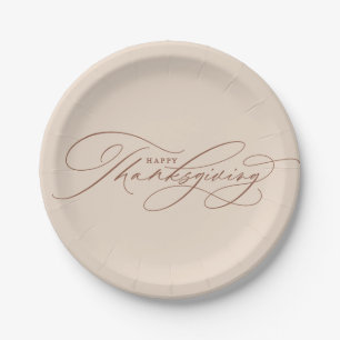 Beautiful Happy Thanksgiving script Paper Plates