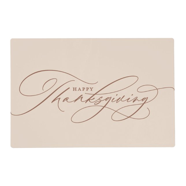 Beautiful Happy Thanksgiving script Placemat (Front)