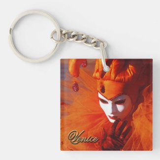 Beautiful Harlequin Double-Sided Square Acrylic Keychain