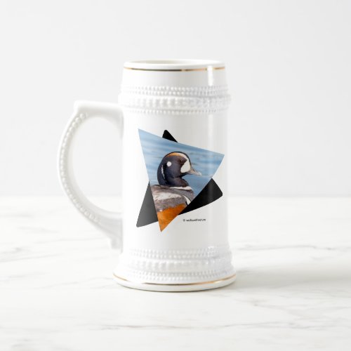 Beautiful Harlequin Duck on the Rock Beer Stein