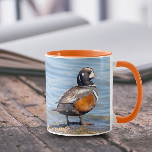 Beautiful Harlequin Duck on the Rock Mug (Harlequin Duck on the Rocks 11 oz Coffee Mug Cover Photo.)
