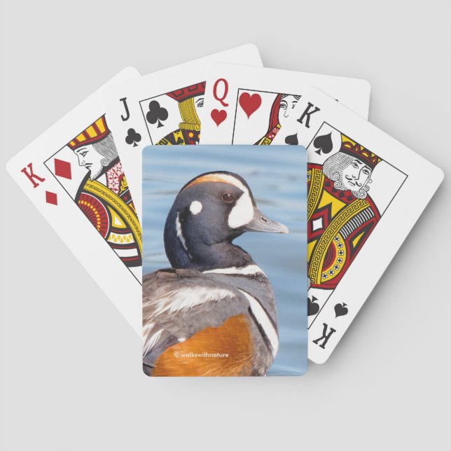 Beautiful Harlequin Duck on the Rock Poker Cards (Back)