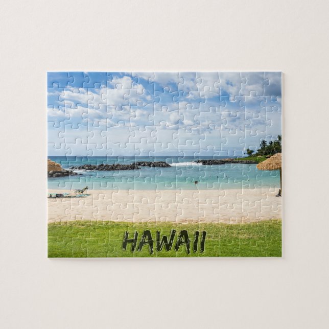 Beautiful Hawaii Beach | Sun Sand & Green Paradise Jigsaw Puzzle (Horizontal)