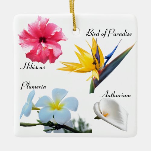 Beautiful Hawaiian Flowers Ceramic Ornament