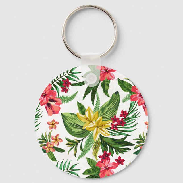 Beautiful Hawaiian Flowers Keychain (Front)