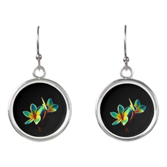 Beautiful Hawaiian Plumeria Drop Earrings (Front)