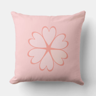 Beautiful Heart Flower on Light Pink Throw Pillow