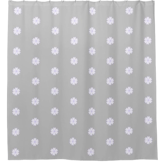 Beautiful Heart Flowers on Gray Shower Curtain (Front)