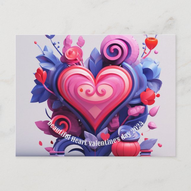 Beautiful heart valentine's day Postcard (Front)