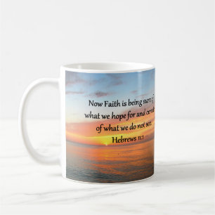 BEAUTIFUL HEBREWS 11:1 SUNRISE DESIGN COFFEE MUG