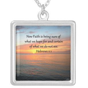 BEAUTIFUL HEBREWS 11:1 SUNRISE DESIGN SILVER PLATED NECKLACE