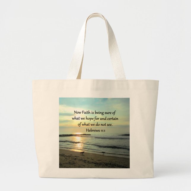 BEAUTIFUL HEBREWS 11:1 SUNRISE LARGE TOTE BAG (Front)