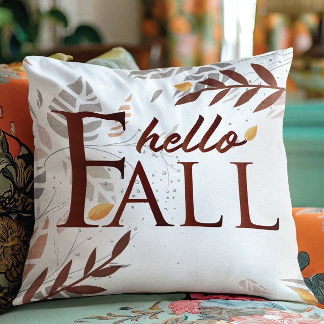 Beautiful Hello Fall Elegant autumn design Throw Pillow (Creator Uploaded)