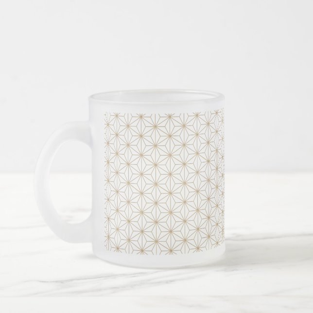 Beautiful hemp leaf pattern frosted glass coffee mug (Left)