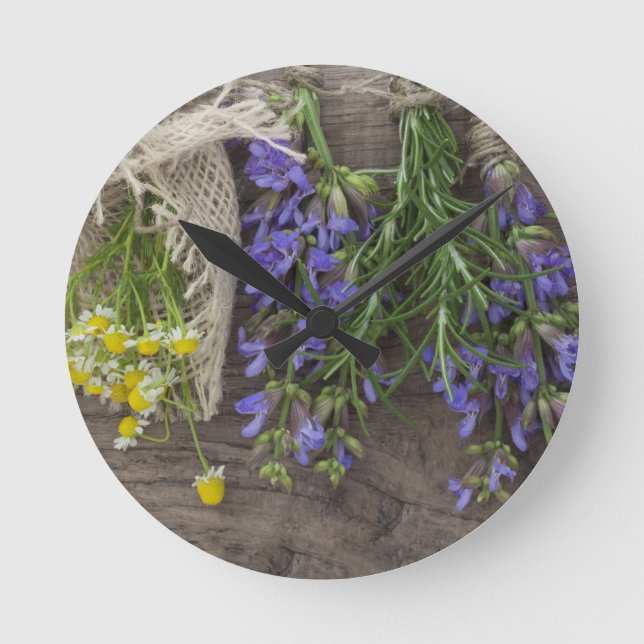 beautiful herbal background round clock (Front)