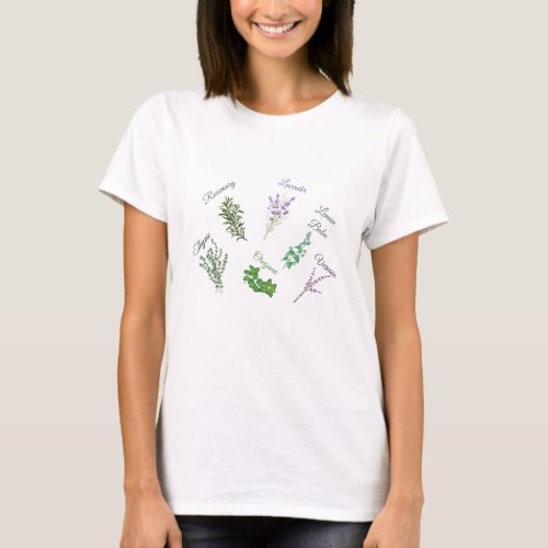 Beautiful Herbal Garden _ Herbs with Names  T_Shirt