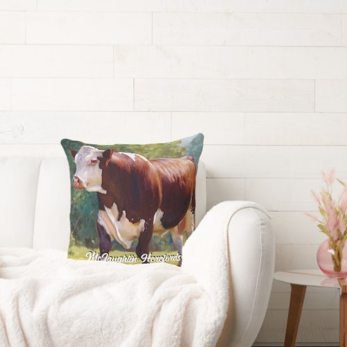 Beautiful Hereford Bull Throw Pillow