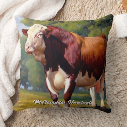 Beautiful Hereford Bull Throw Pillow