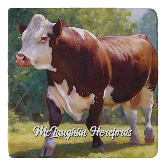 Beautiful Hereford Bull Trivet (Front)