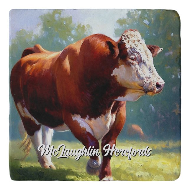 Beautiful Hereford Bull Trivet (Front)